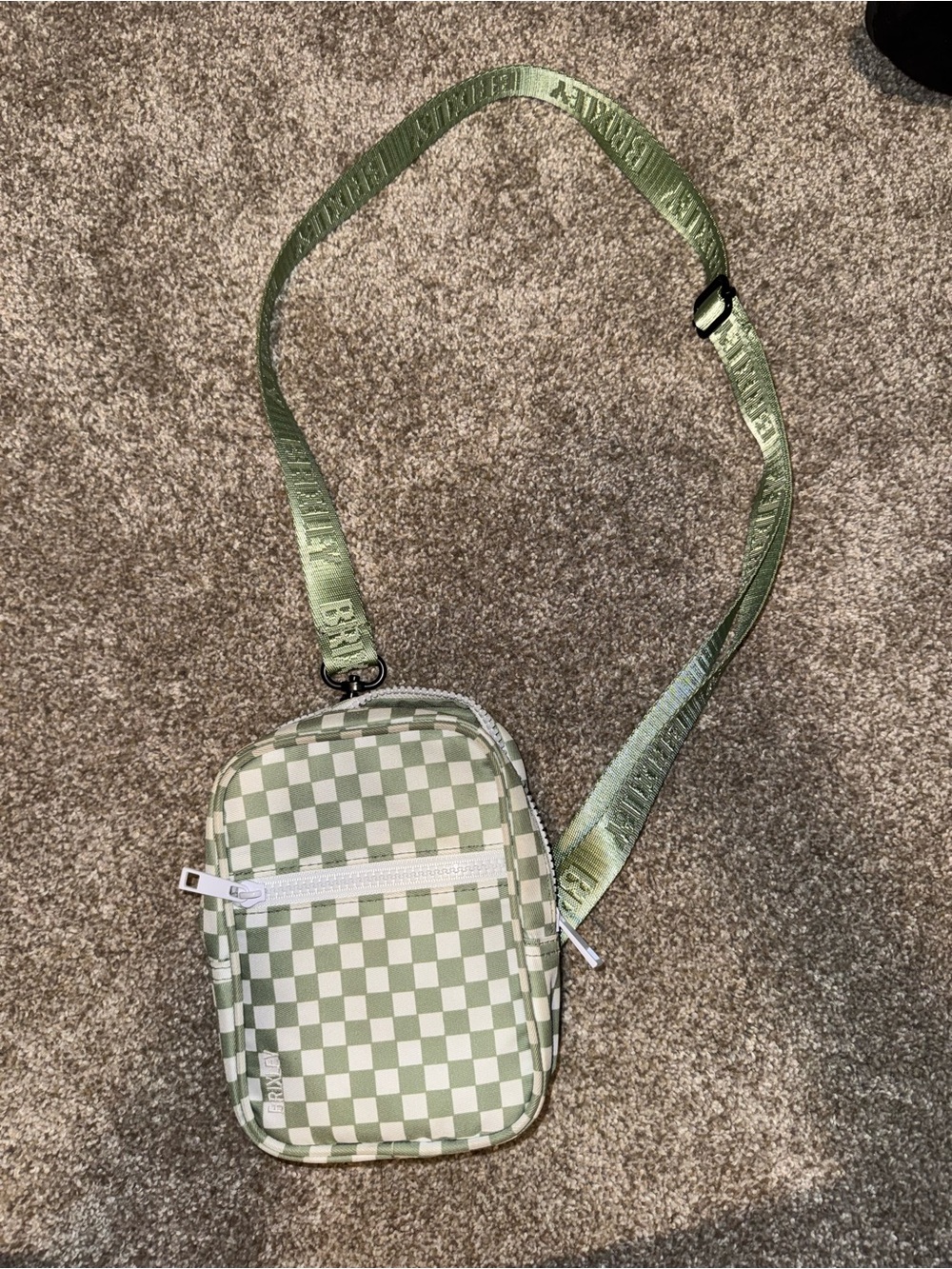 Brixley Original Crossbody Bag In Sage Green Checkerboard